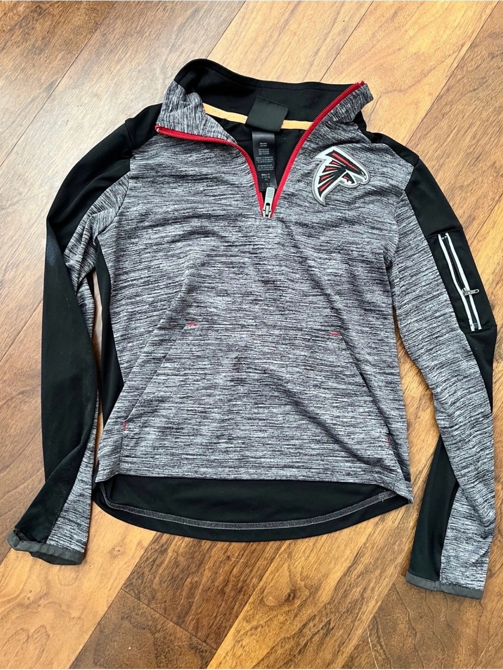 NFL Atlanta Falcons Gray & Black Quarter-Zip Pullover Red Trim